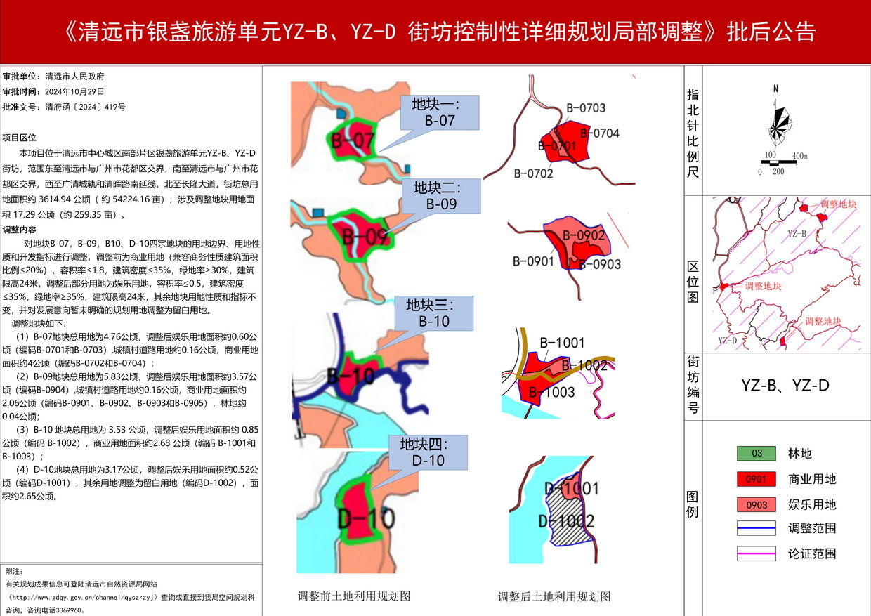 《清遠(yuǎn)市銀盞旅游單元YZ-B、YZ-D 街坊控制性詳細(xì)規(guī)劃局部調(diào)整》批后公告--s.jpg